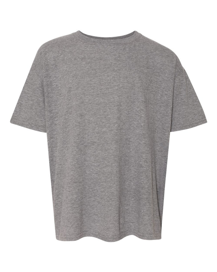 Front View of Graphite Heather Softstyle® Youth T-Shirt - 64000B