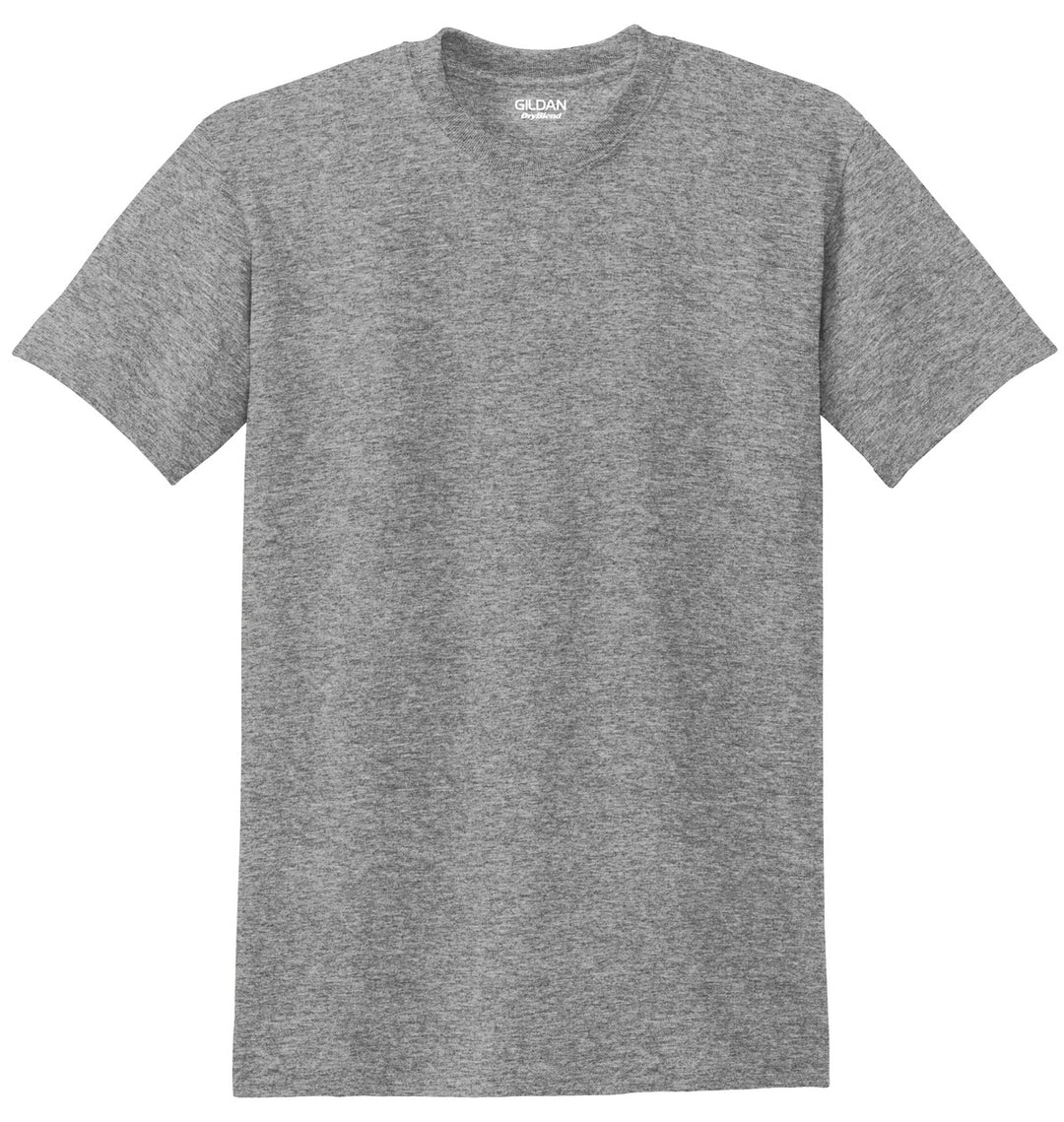 Front View of Graphite Hthr Gildan DryBlend 50 Cotton/50 Poly T-Shirt. 8000