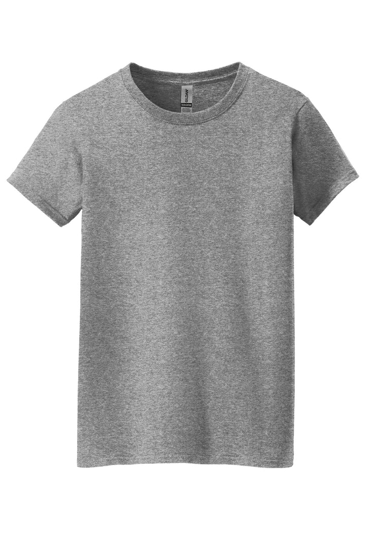Front View of Graphite Hthr Gildan Women's Heavy Cotton 100% Cotton T-Shirt. 5000L