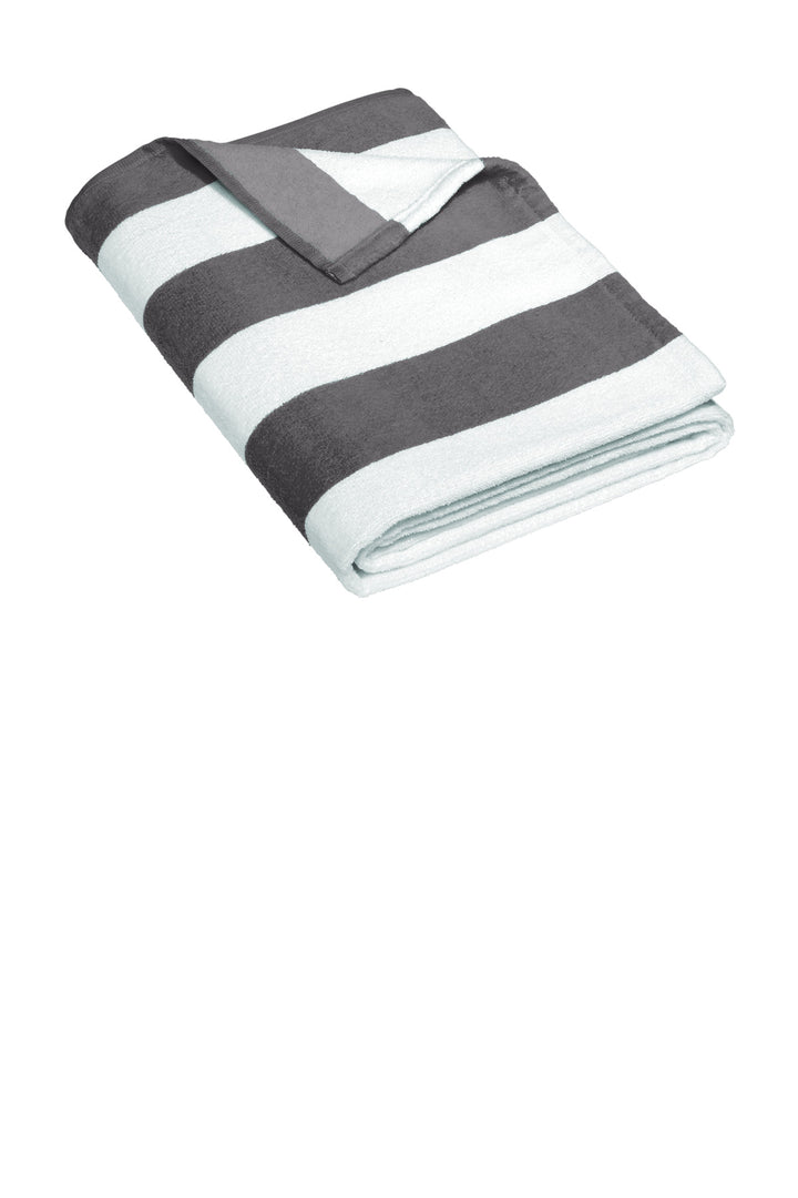 Front View of Graphite Port Authority Value Cabana Stripe Beach Towel PT45