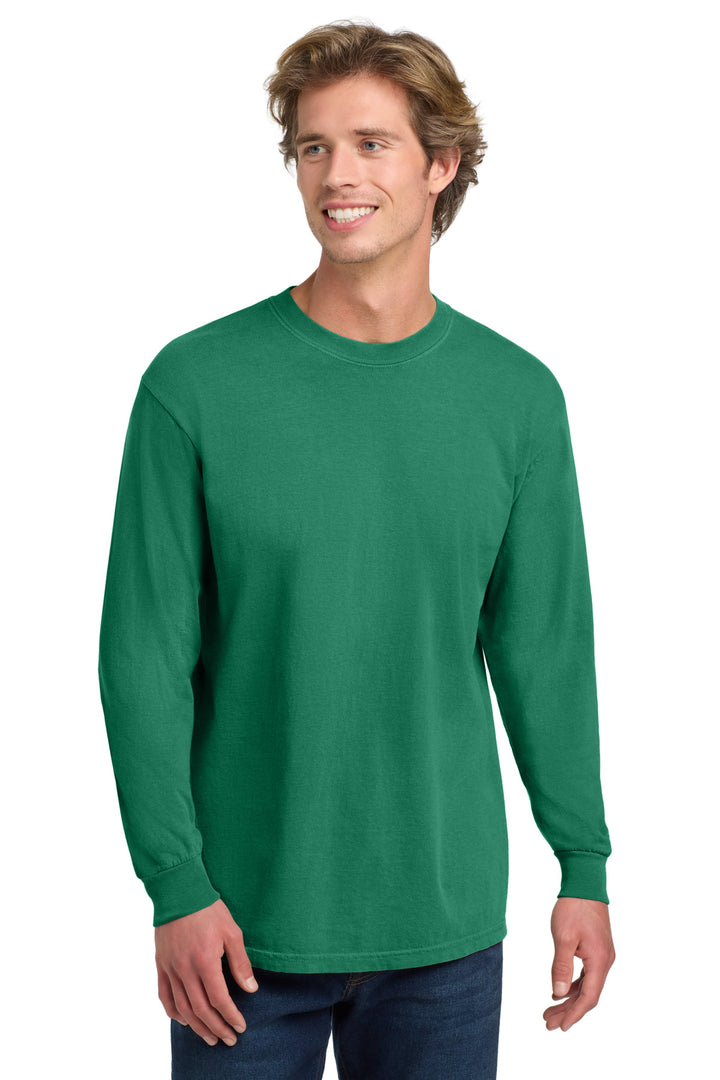 Front View of Grass COMFORT COLORS Heavyweight Ring Spun Long Sleeve Tee. 6014