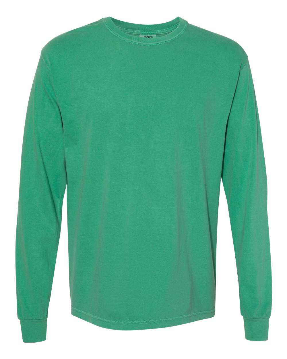 Front View of Grass Garment-Dyed Heavyweight Long Sleeve T-Shirt - 6014