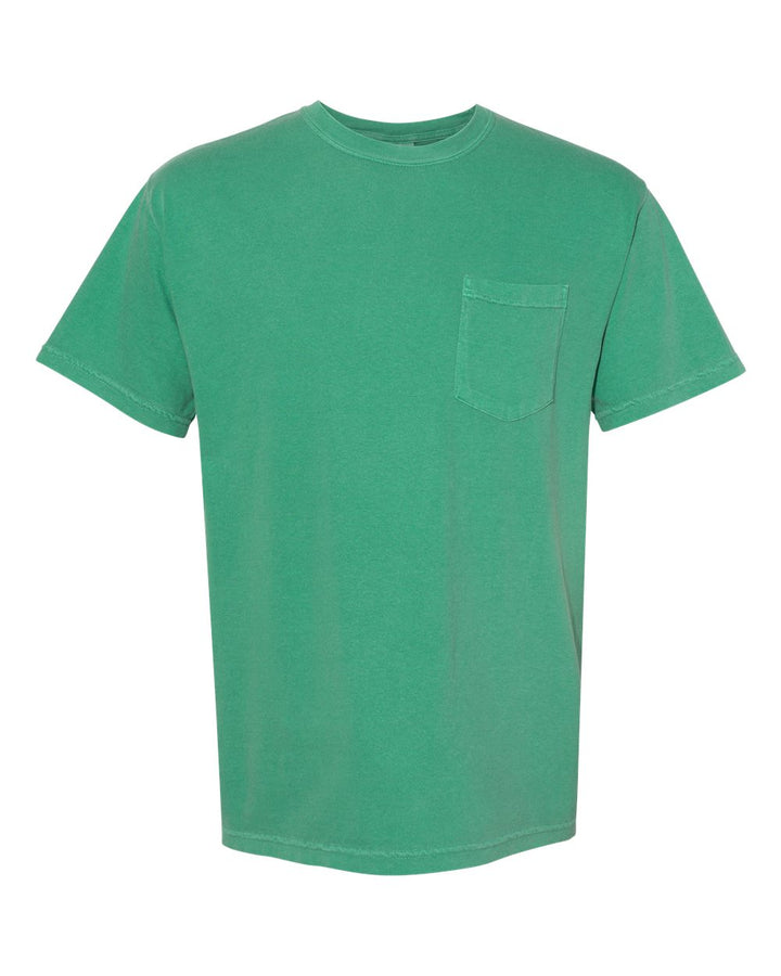 Front View of Grass Garment-Dyed Heavyweight Pocket T-Shirt - 6030
