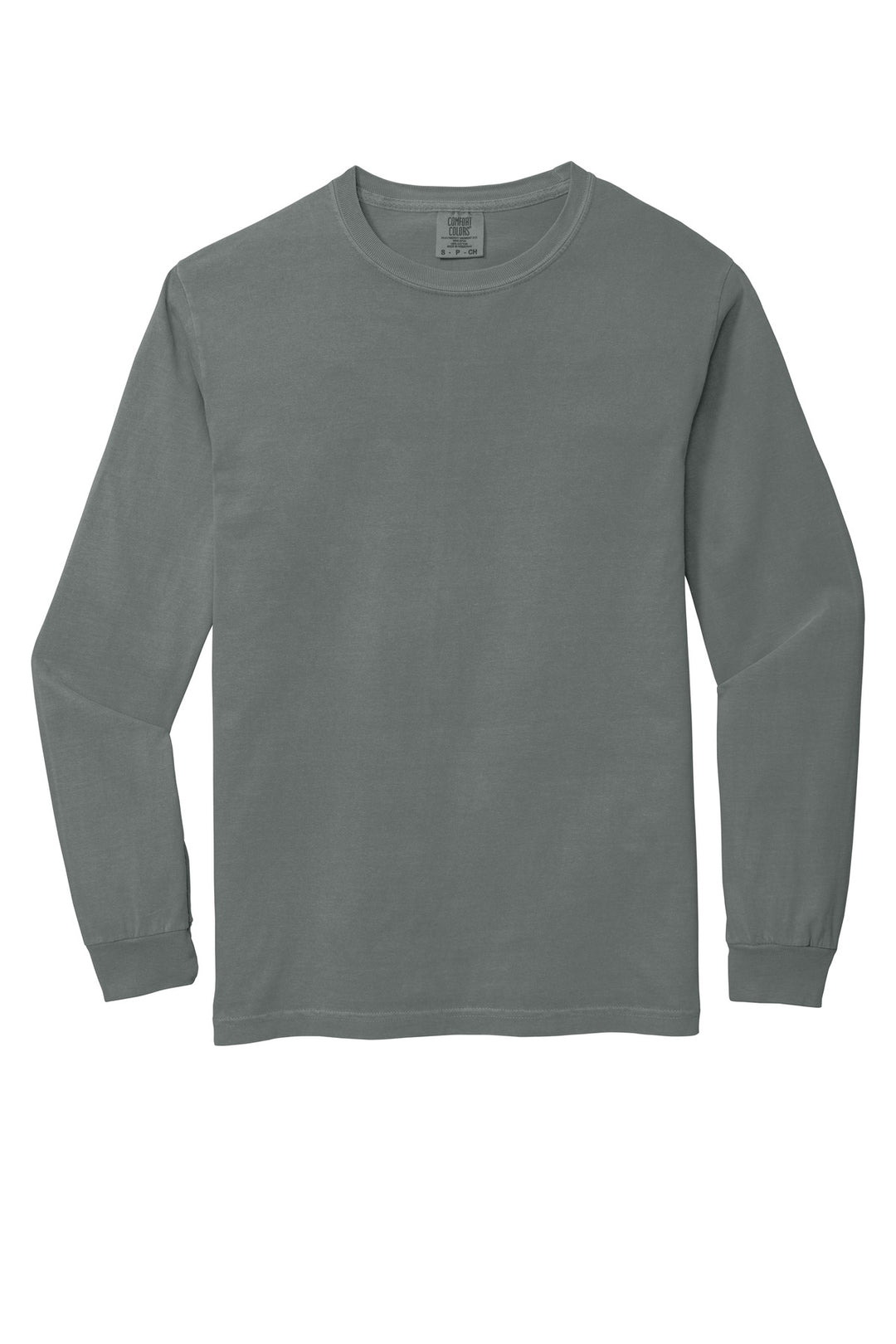 Front View of Grey COMFORT COLORS Heavyweight Ring Spun Long Sleeve Tee. 6014
