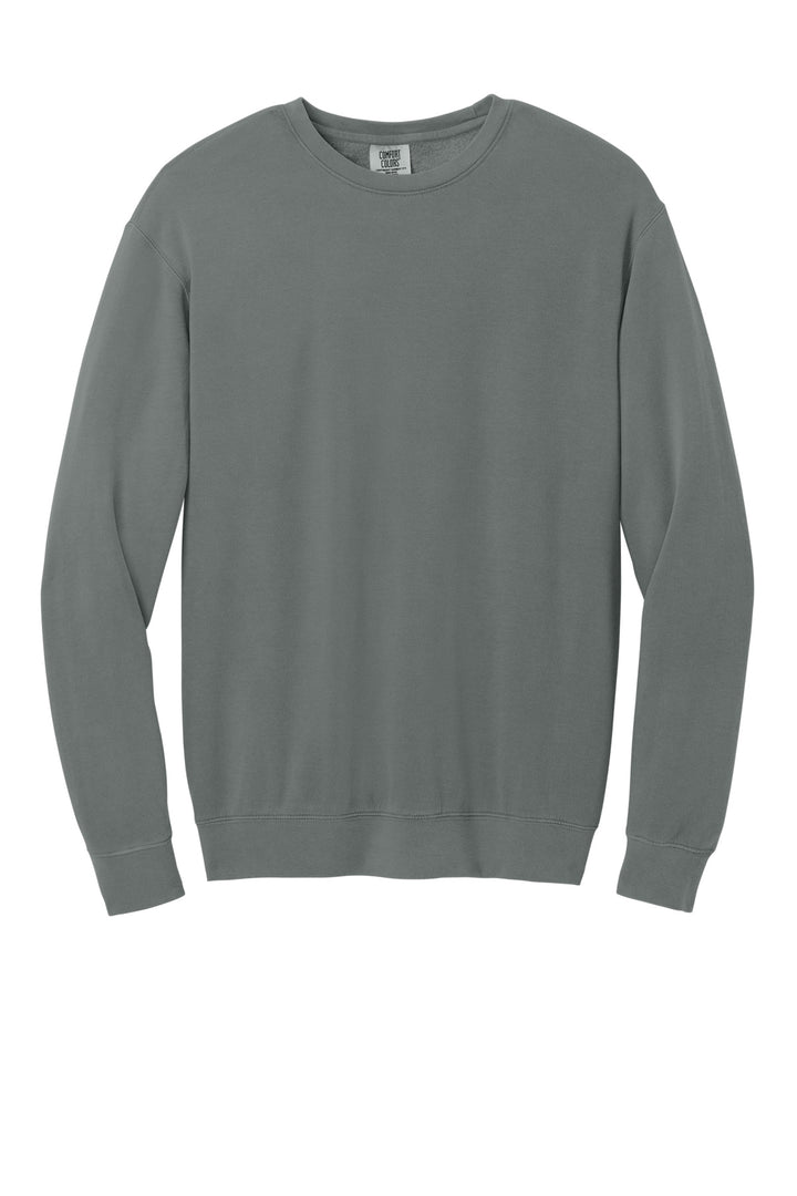 Front View of Grey Comfort Colors Lightweight Crewneck Sweatshirt 1466
