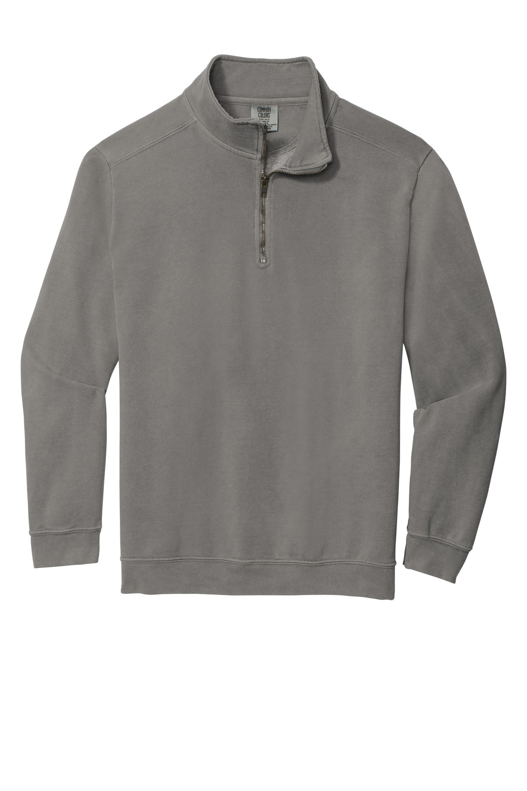 Front View of Grey COMFORT COLORS Ring Spun 1/4-Zip Sweatshirt. 1580
