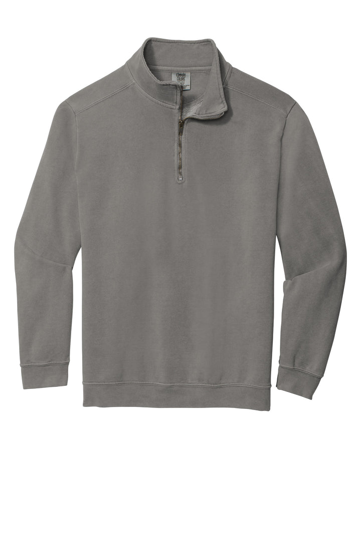 Front View of Grey COMFORT COLORS Ring Spun 1/4-Zip Sweatshirt. 1580