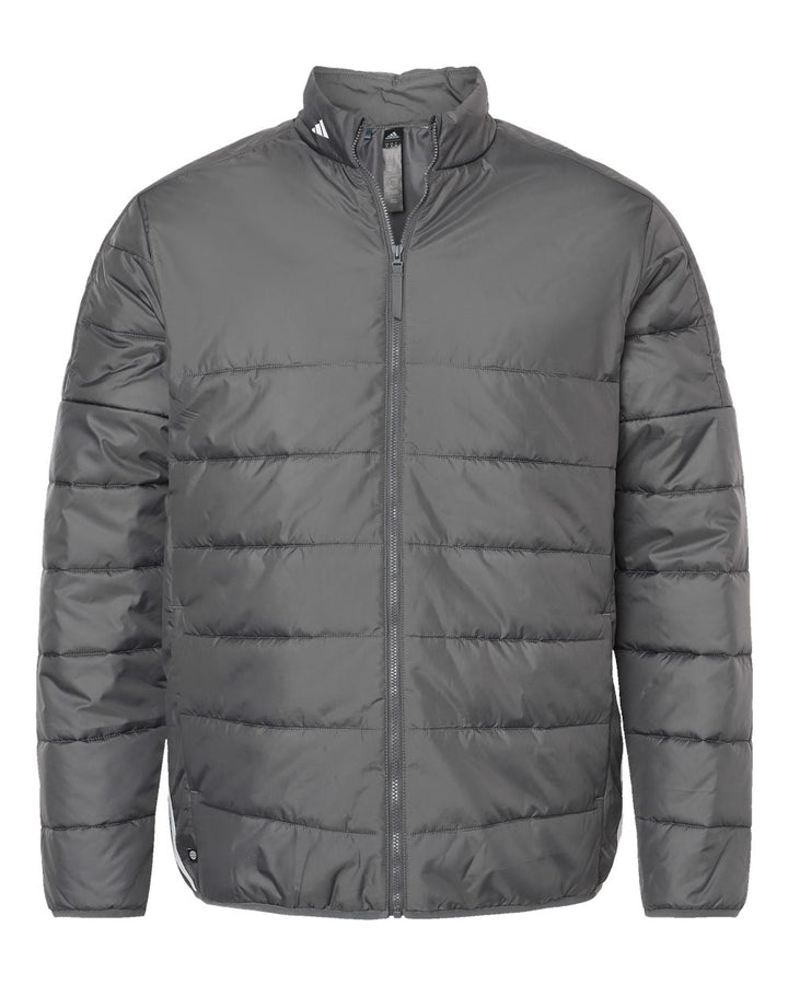 Front View of Grey Five Puffer Jacket - A570