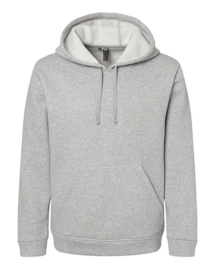 Front View of Grey Heather Fleece Hooded Sweatshirt - A432
