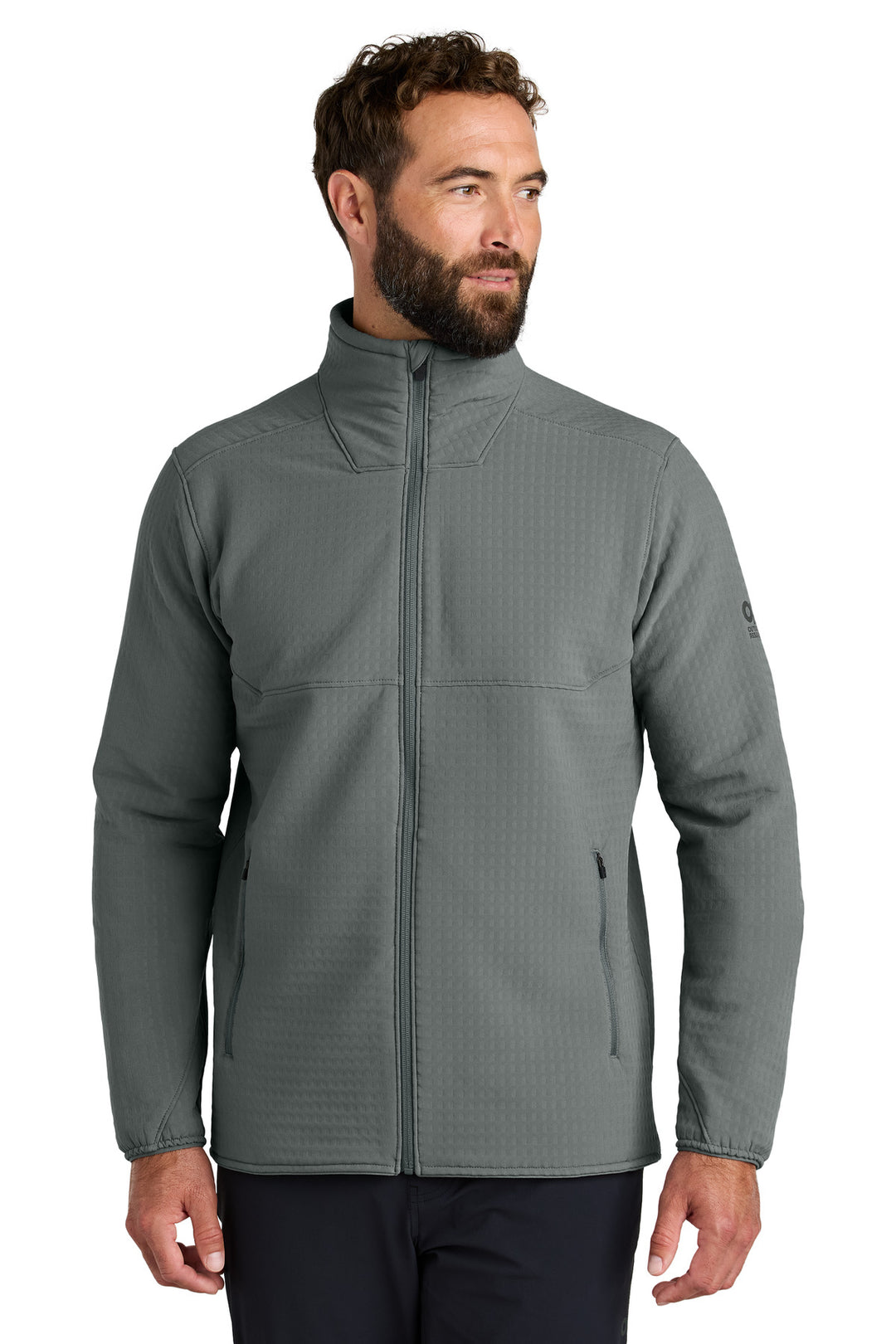 Front View of Grey LIMITED EDITION Outdoor Research Grid Soft Shell Jacket OR322264