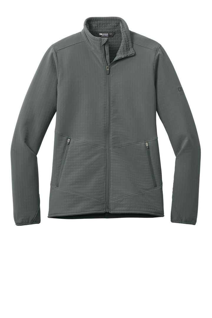 Front View of Grey LIMITED EDITION Outdoor Research Women's Grid Soft Shell Jacket OR322265