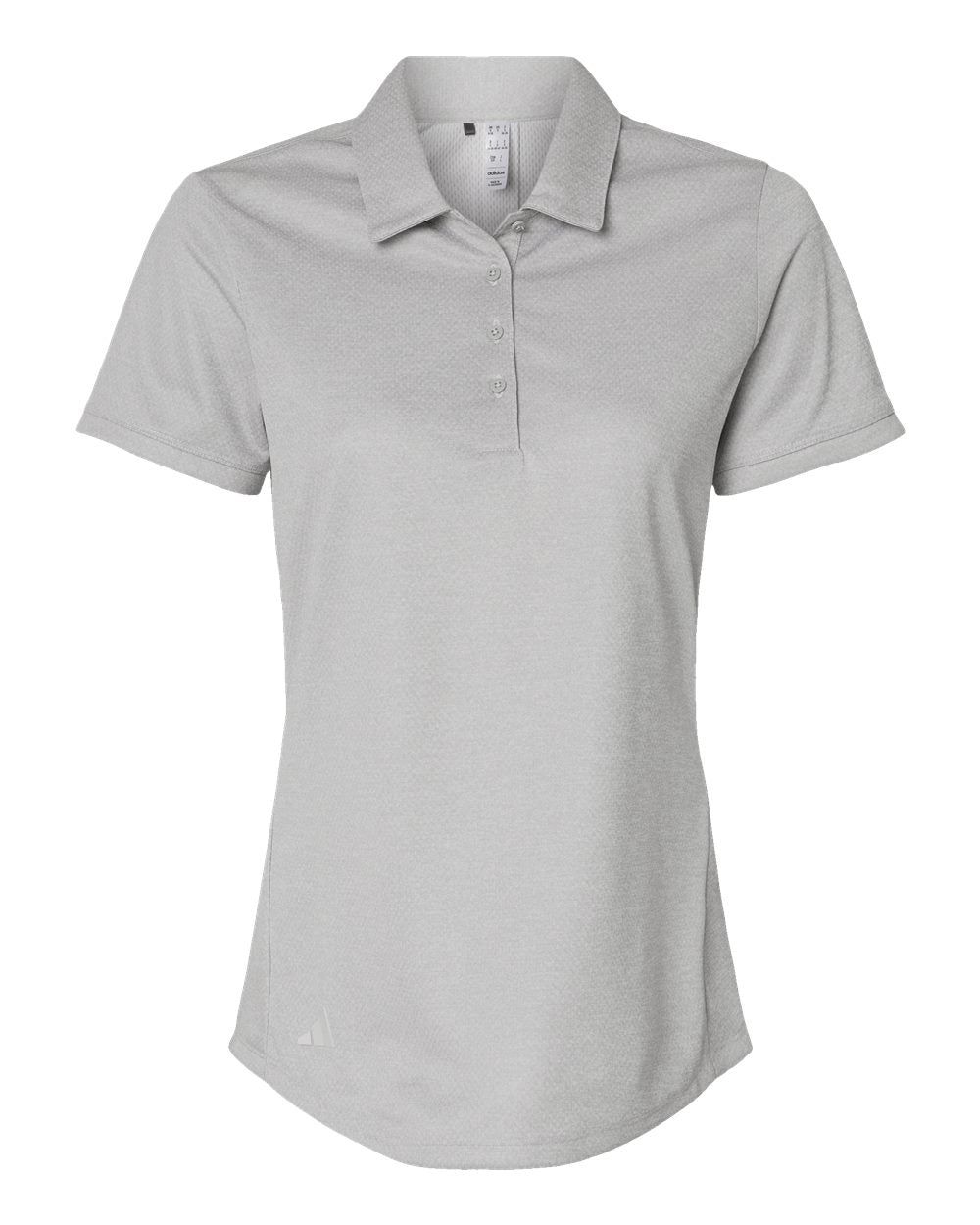 Front View of Grey One Heather Women's Space Dyed Polo - A592
