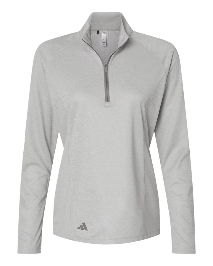 Front View of Grey One Heather Women's Space Dyed Quarter-Zip Pullover - A594