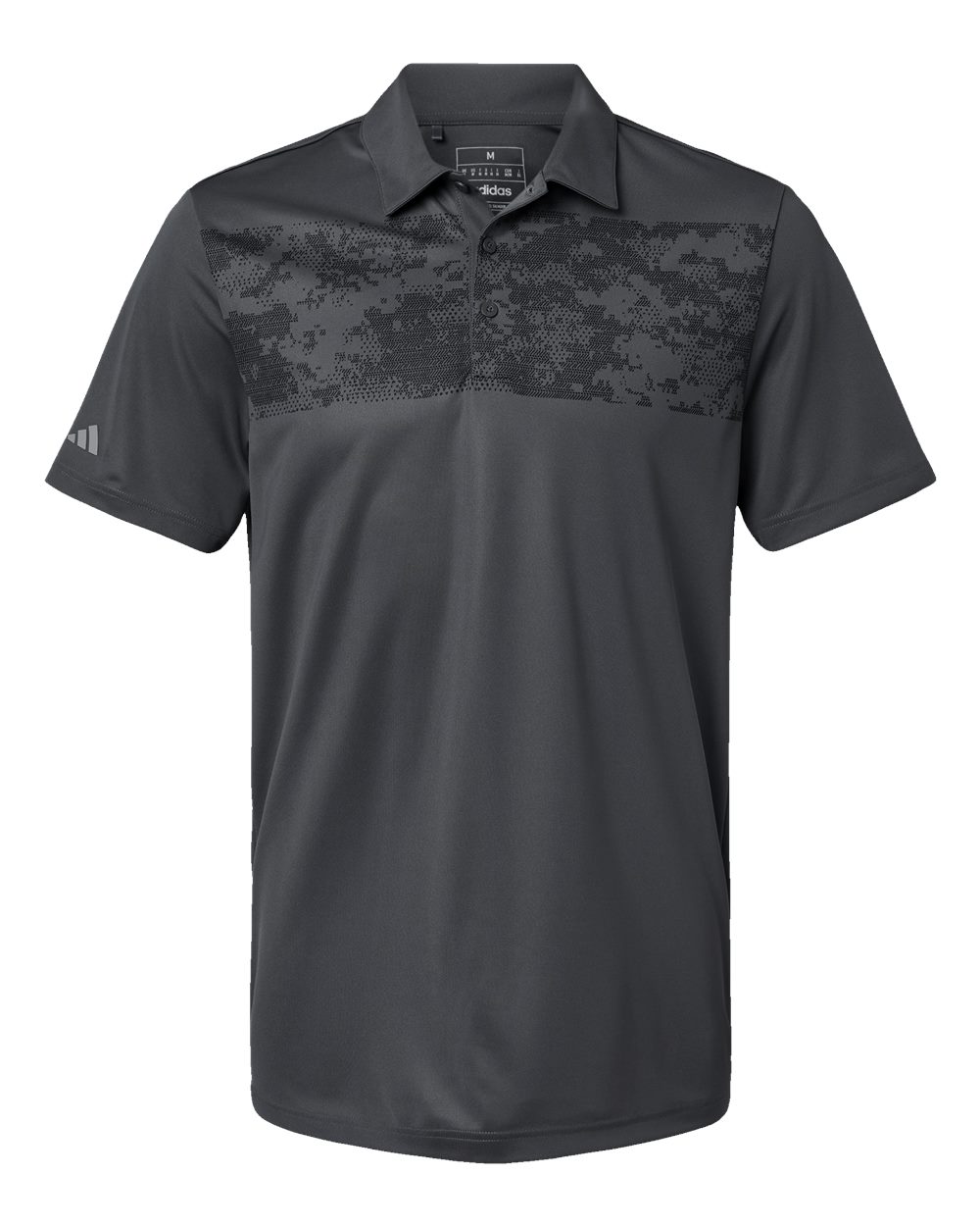Front View of Grey Six Camo Chest Print Polo - A585