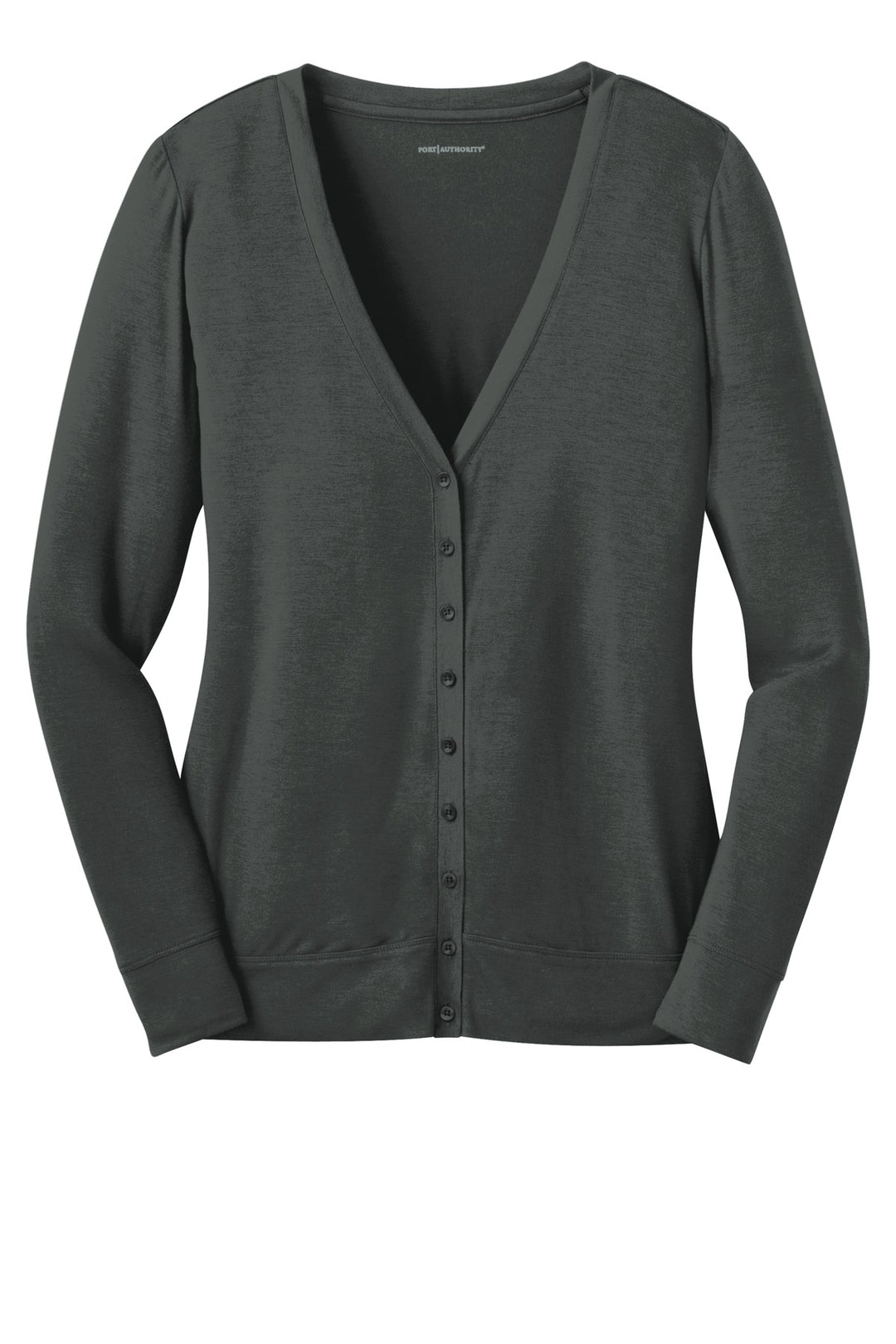 Front View of Grey Smoke Port Authority Women's Concept Cardigan. L545