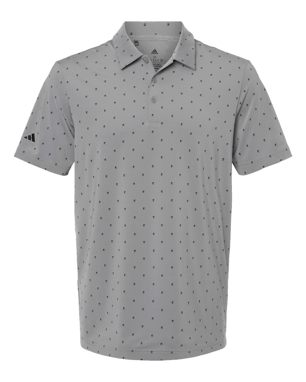 Front View of Grey Three/ Black Pine Tree Polo - A574