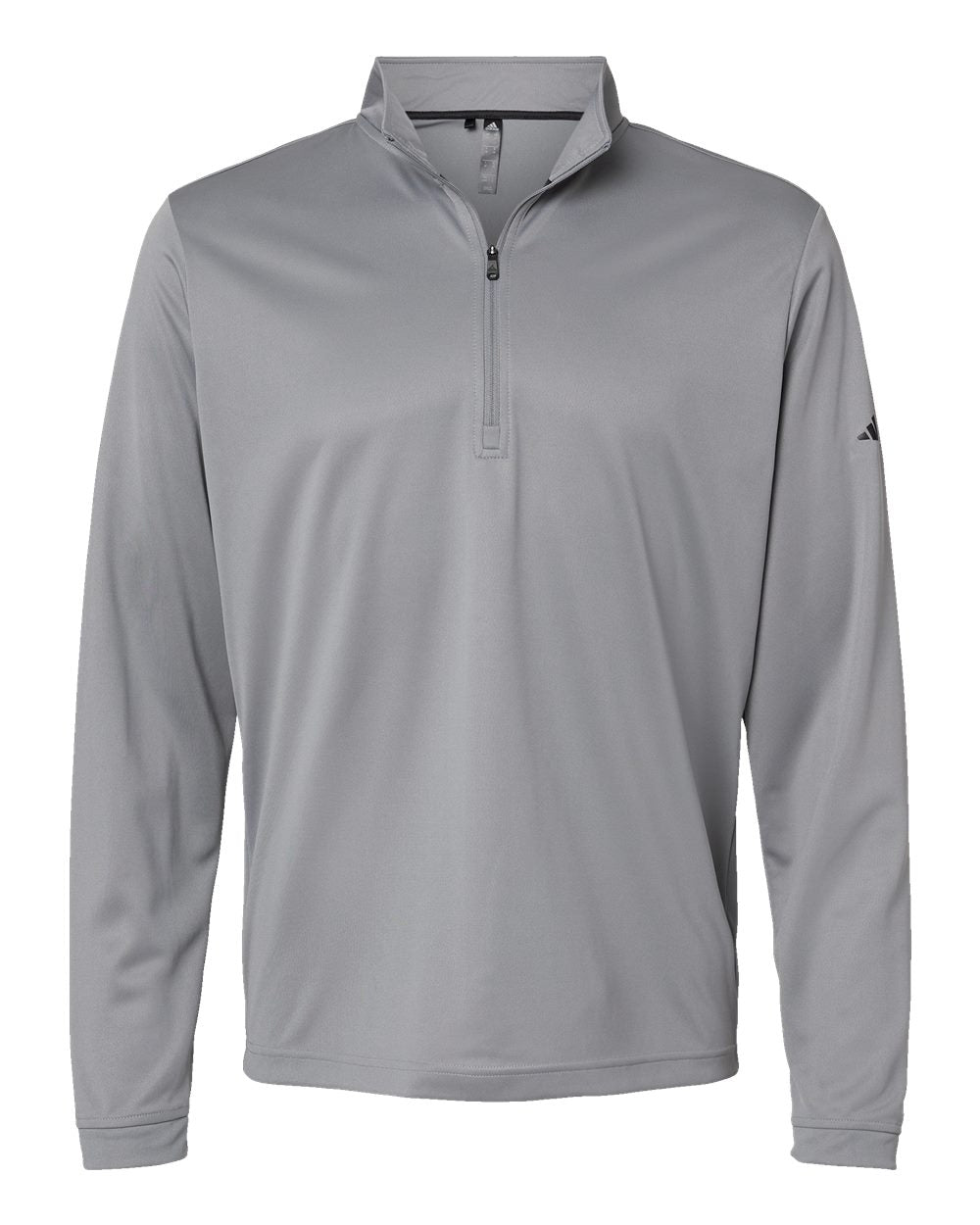 Front View of Grey Three Lightweight Quarter-Zip Pullover - A401