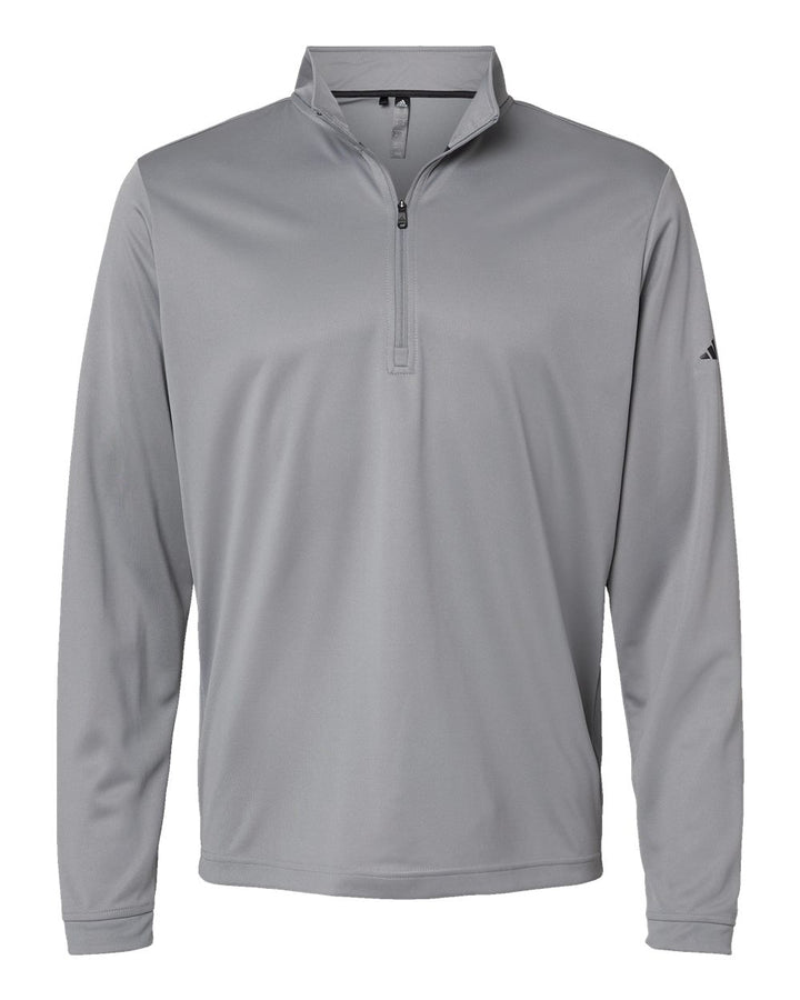 Front View of Grey Three Lightweight Quarter-Zip Pullover - A401