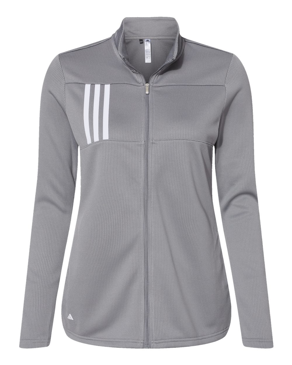 Front View of Grey Three/ White Women's 3-Stripes Double Knit Full-Zip - A483