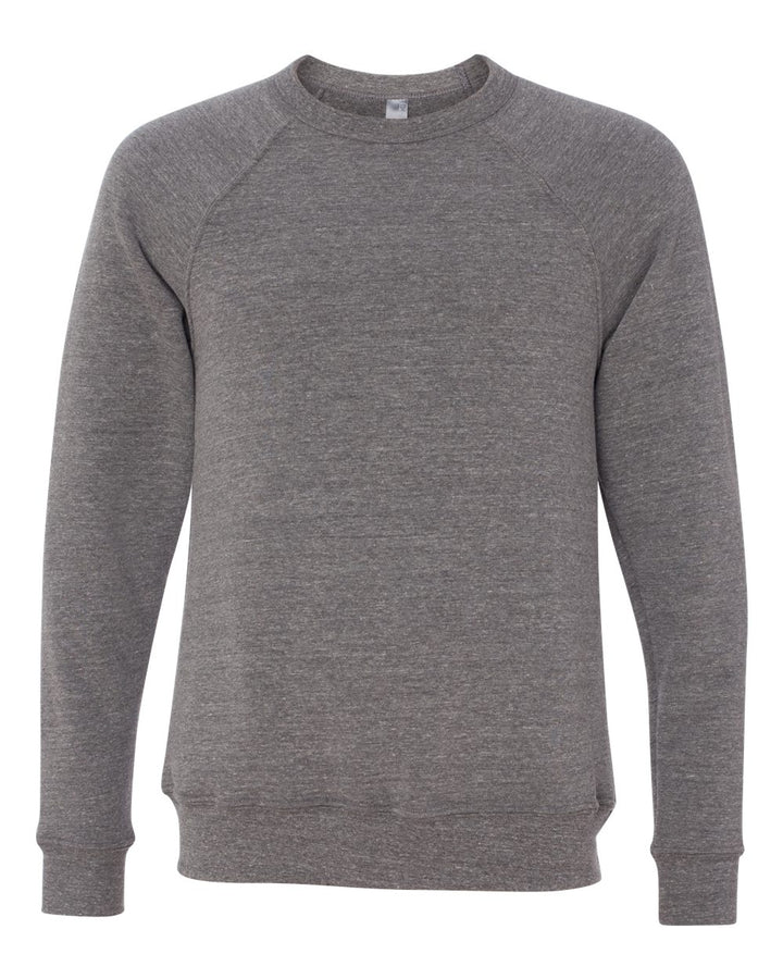 Front View of Grey Triblend Sponge Fleece Raglan Crewneck Sweatshirt - 3901