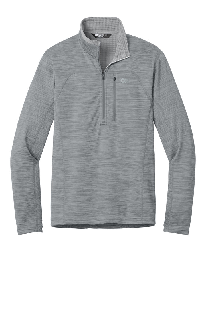 Front View of GreyHthr LIMITED EDITION Outdoor Research Tech Grid 1/4-Zip Fleece OR322267