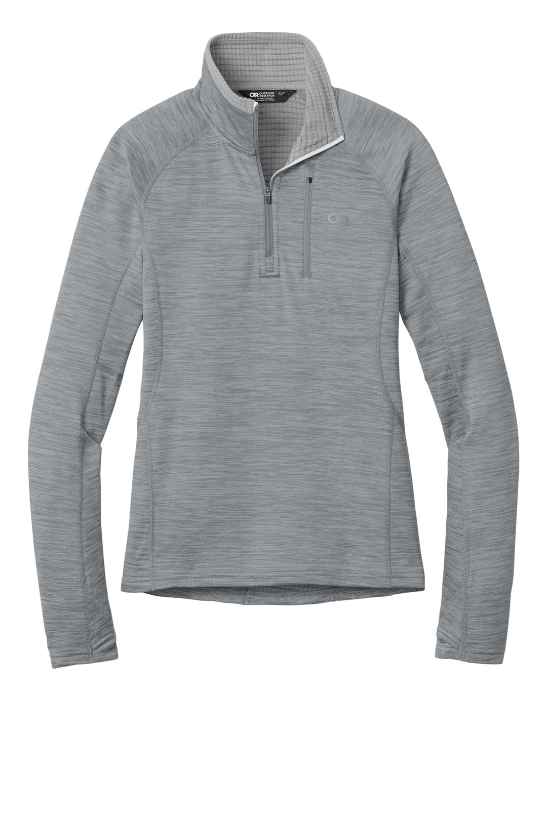 Front View of GreyHthr LIMITED EDITION Outdoor Research Women's Tech Grid 1/4-Zip Fleece OR322263