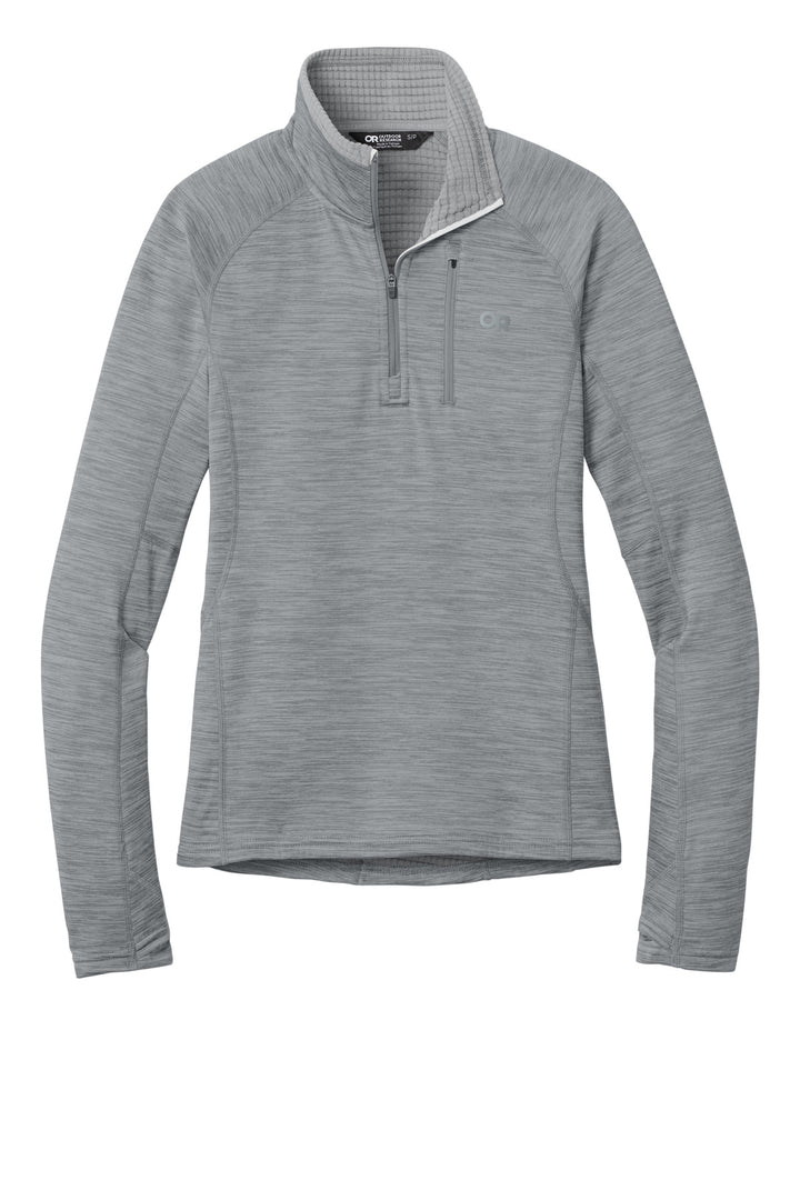Front View of GreyHthr LIMITED EDITION Outdoor Research Women's Tech Grid 1/4-Zip Fleece OR322263