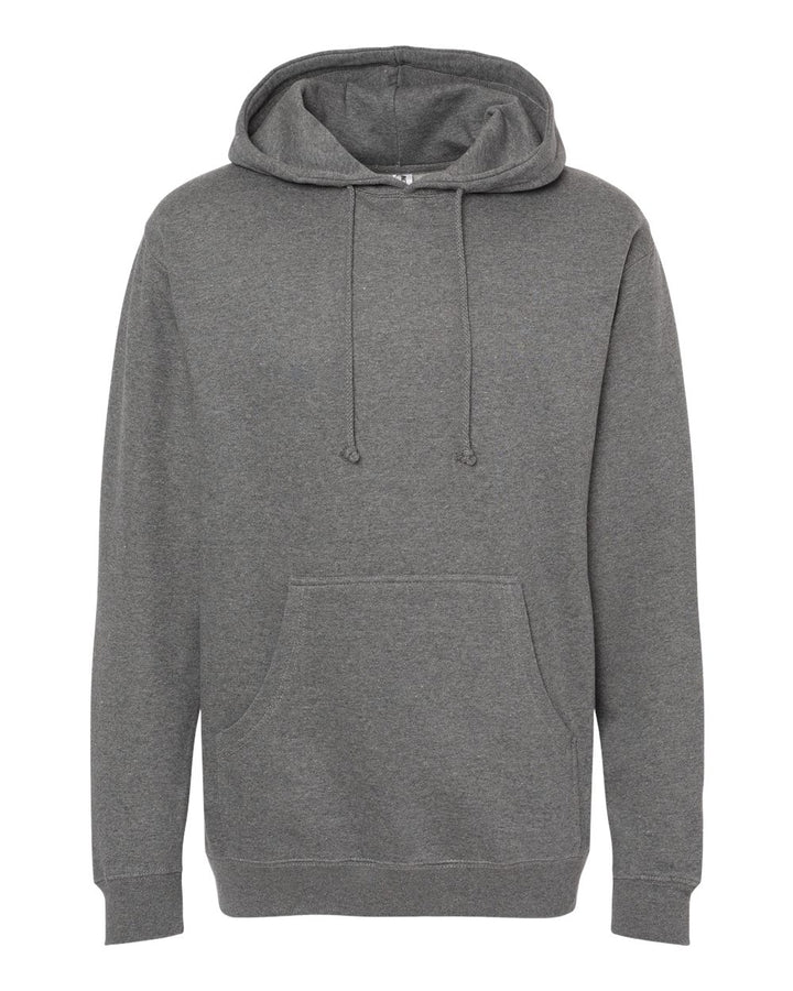 Front View of Gunmetal Heather Heavyweight Hooded Sweatshirt - IND4000