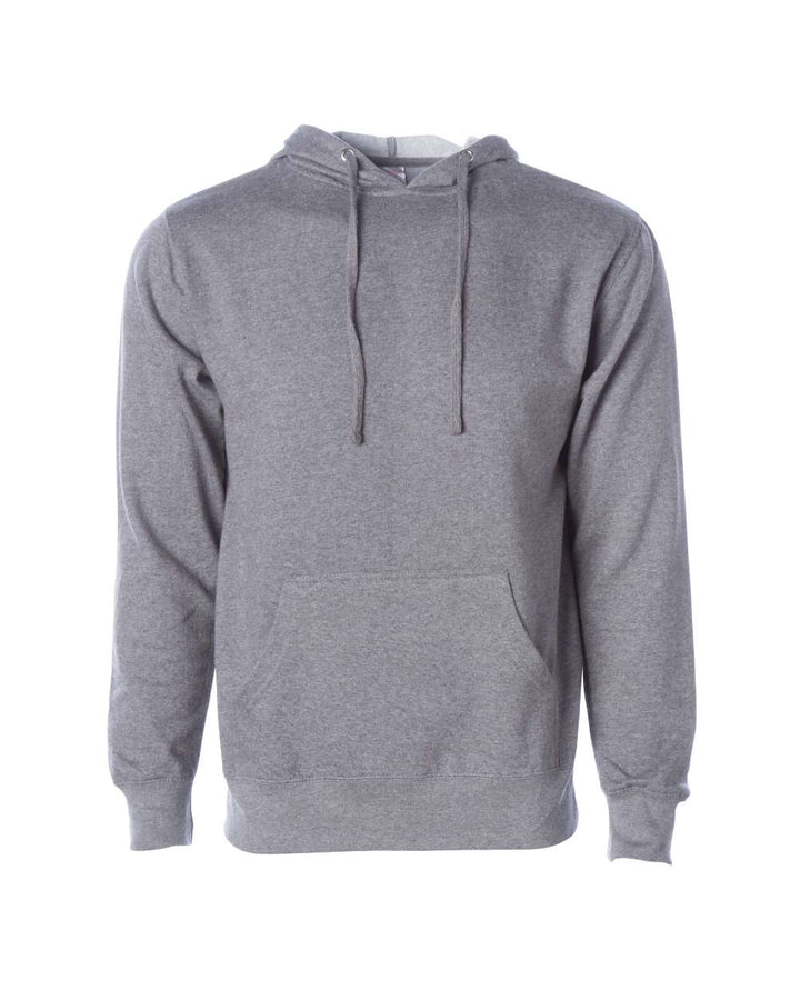 Front View of Gunmetal Heather Midweight Hooded Sweatshirt - SS4500