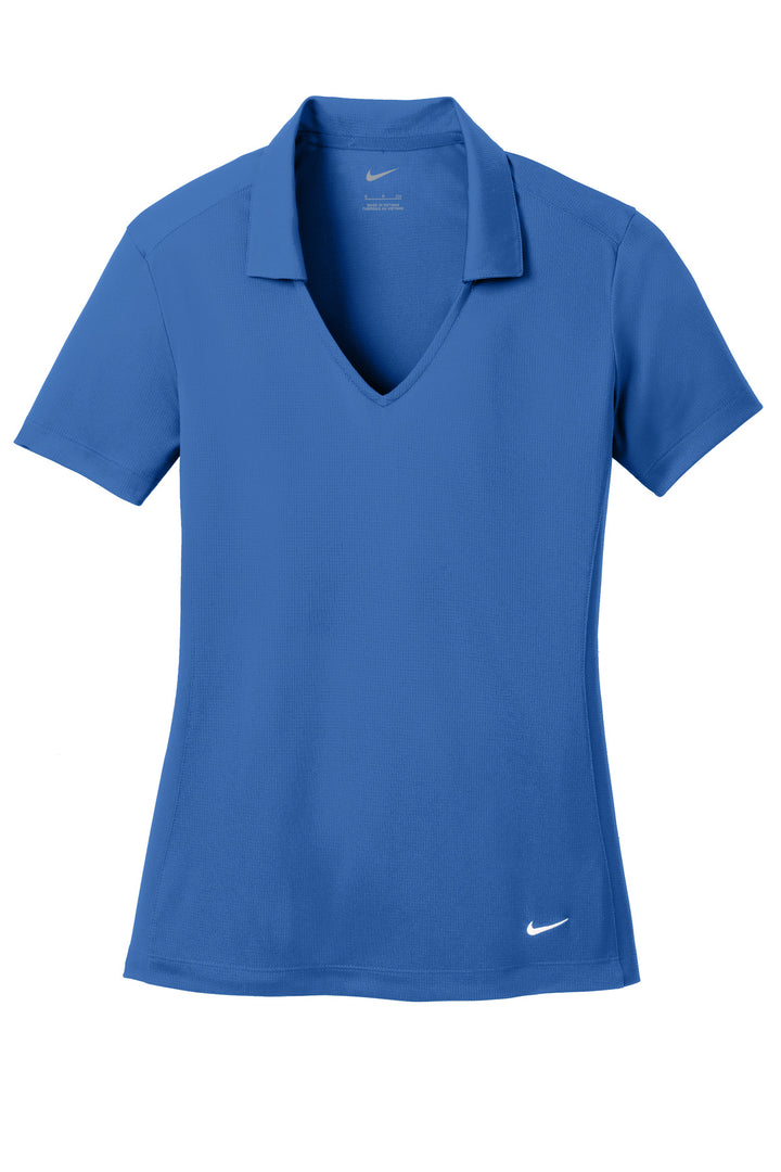 Front View of Gym Blue Nike Women's Dri-FIT Vertical Mesh Polo. 637165