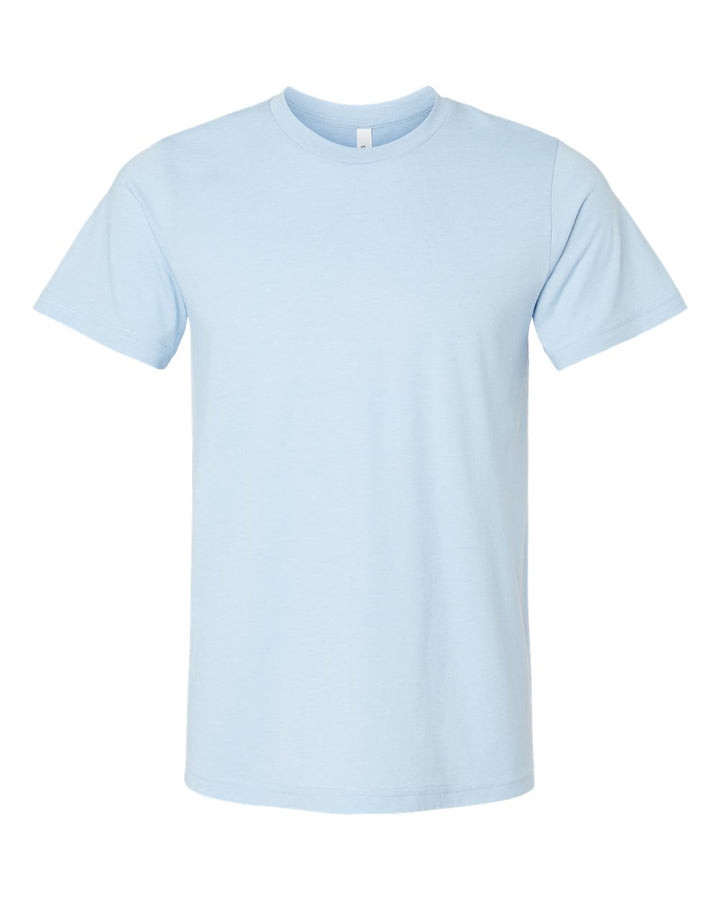 Front View of Heather Baby Blue CVC Jersey Tee - 3001CVC
