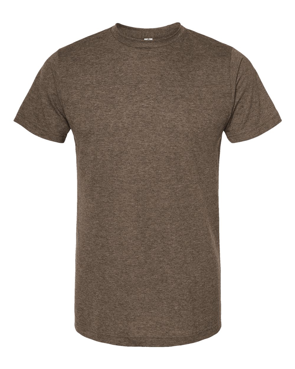 Front View of Heather Brown Poly-Rich T-Shirt - 241