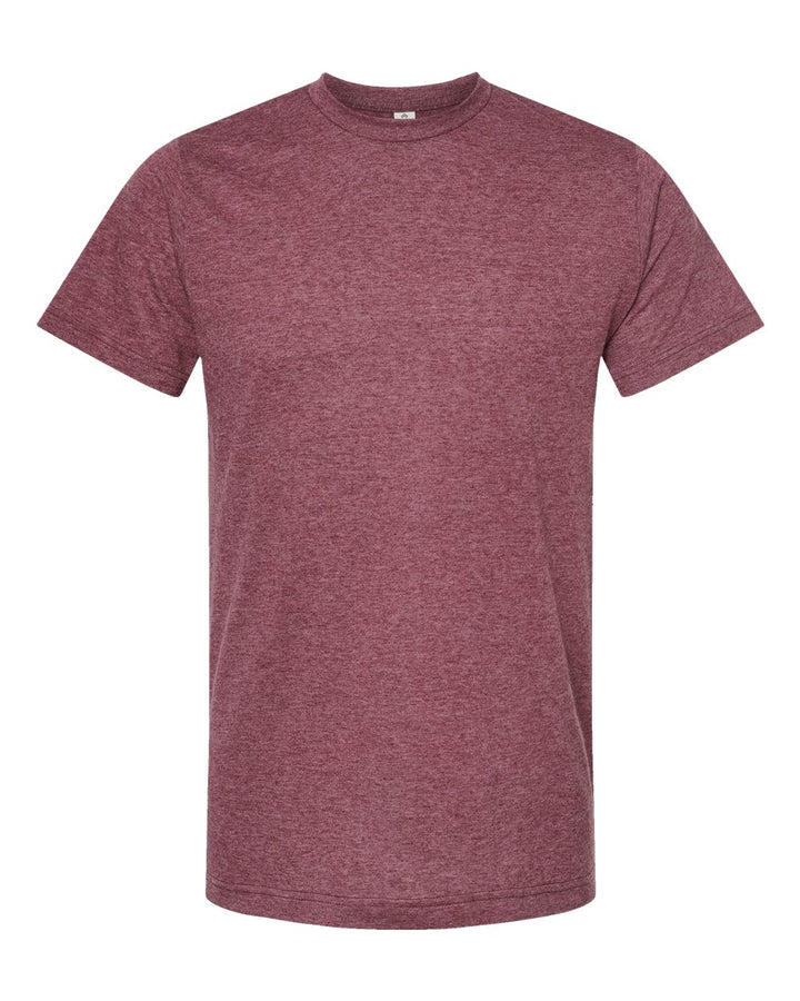 Front View of Heather Burgundy Poly-Rich T-Shirt - 241