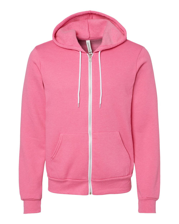Front View of Heather Charity Pink Sponge Fleece Full-Zip Hoodie - 3739