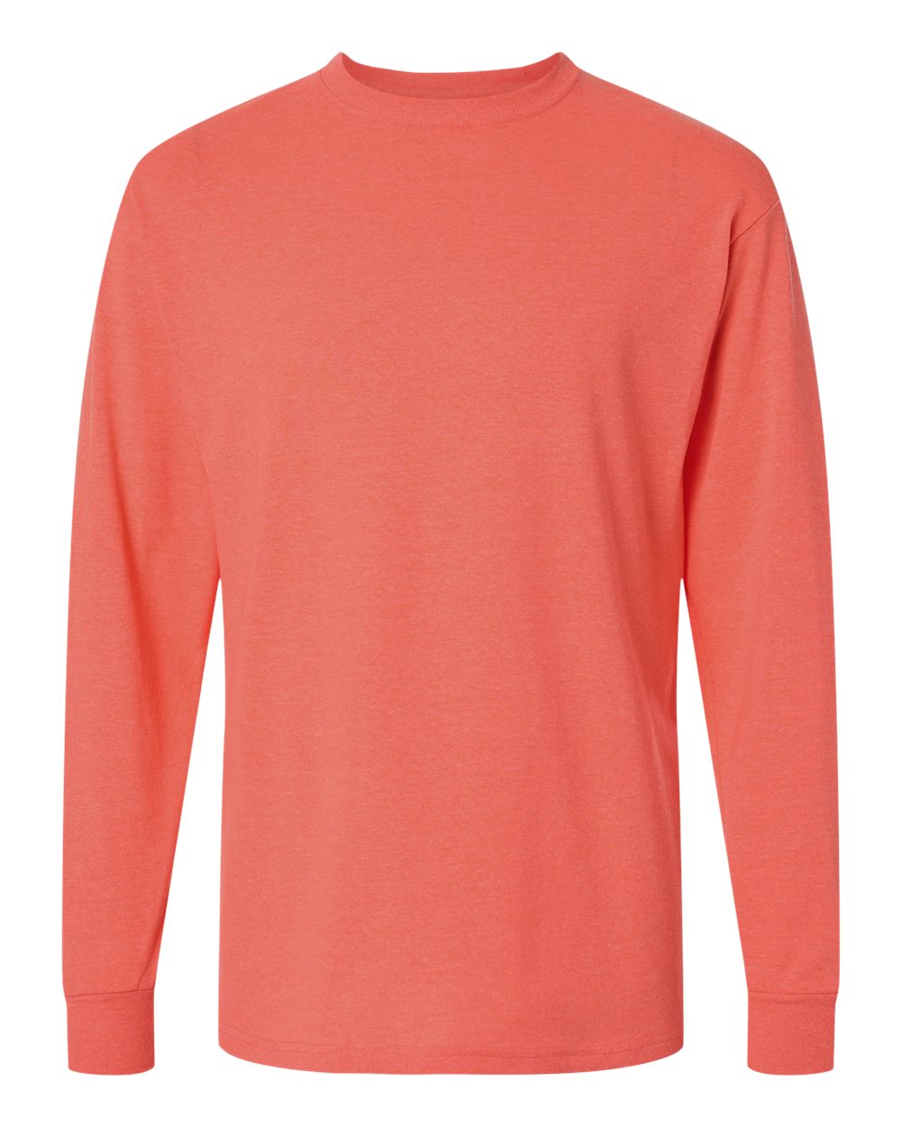 Front View of Heather Coral Gold Soft Touch Long Sleeve T-Shirt - 4820