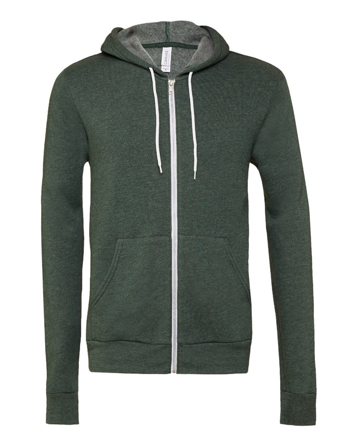 Front View of Heather Forest Sponge Fleece Full-Zip Hoodie - 3739