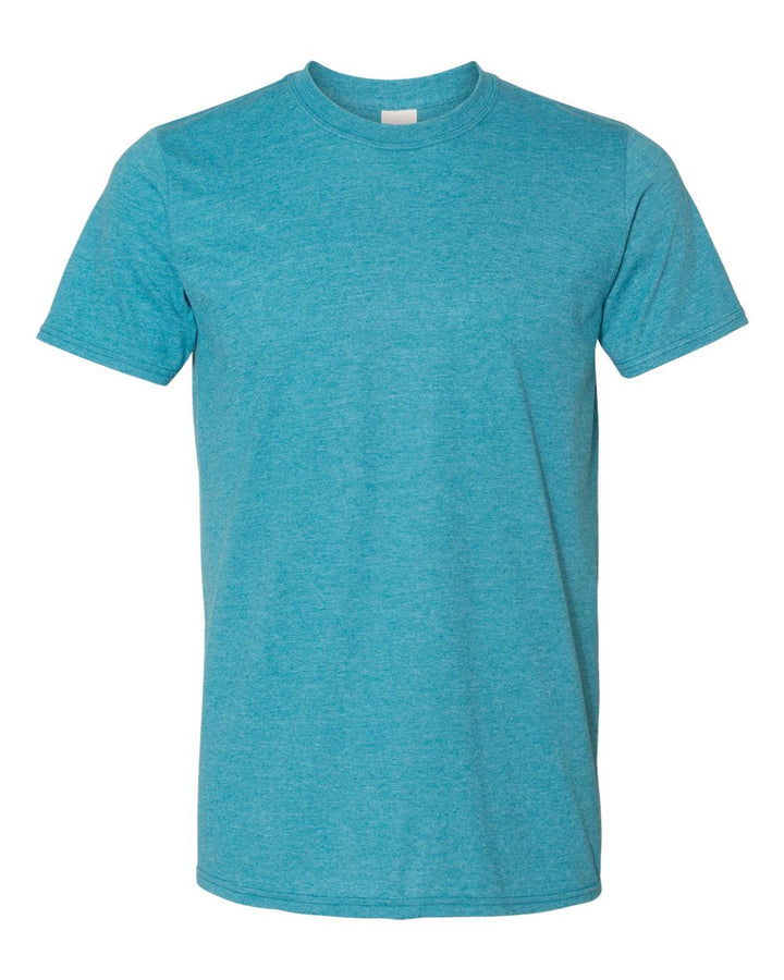 Front View of Heather Galapagos Blue Softstyle® T-Shirt - 64000