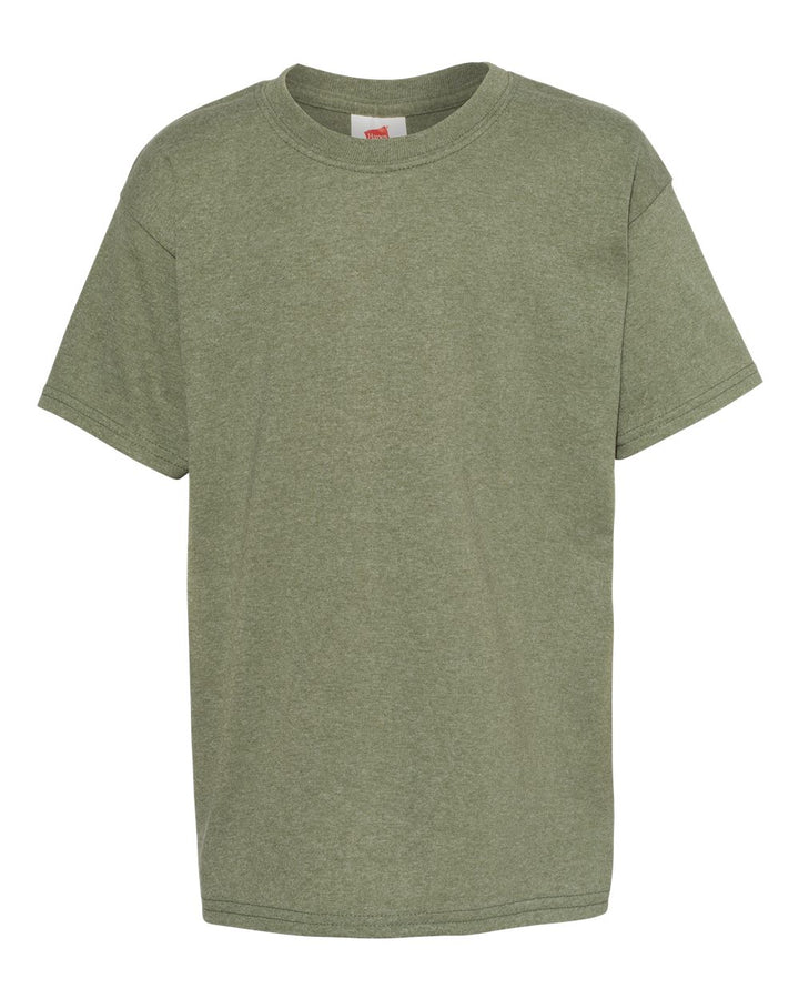 Front View of Heather Green Ecosmart™ Youth T-Shirt - 5370