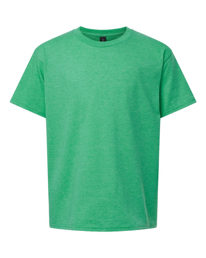 Front View of Heather Irish Green Softstyle® Youth T-Shirt - 64000B