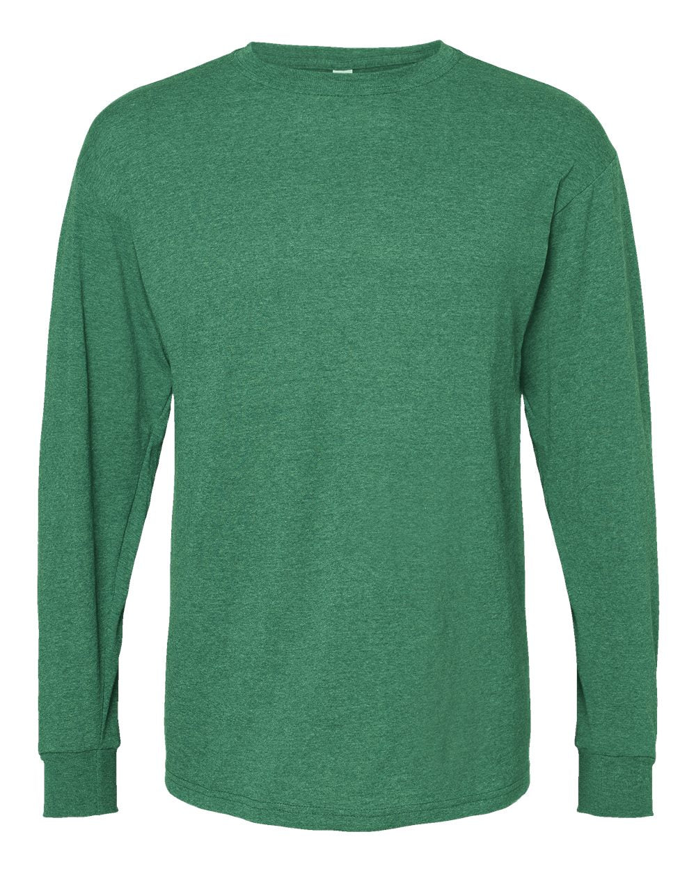 Front View of Heather Kelly Green Gold Soft Touch Long Sleeve T-Shirt - 4820