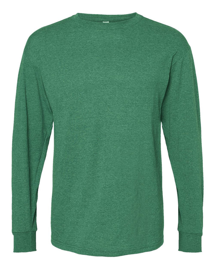 Front View of Heather Kelly Green Gold Soft Touch Long Sleeve T-Shirt - 4820