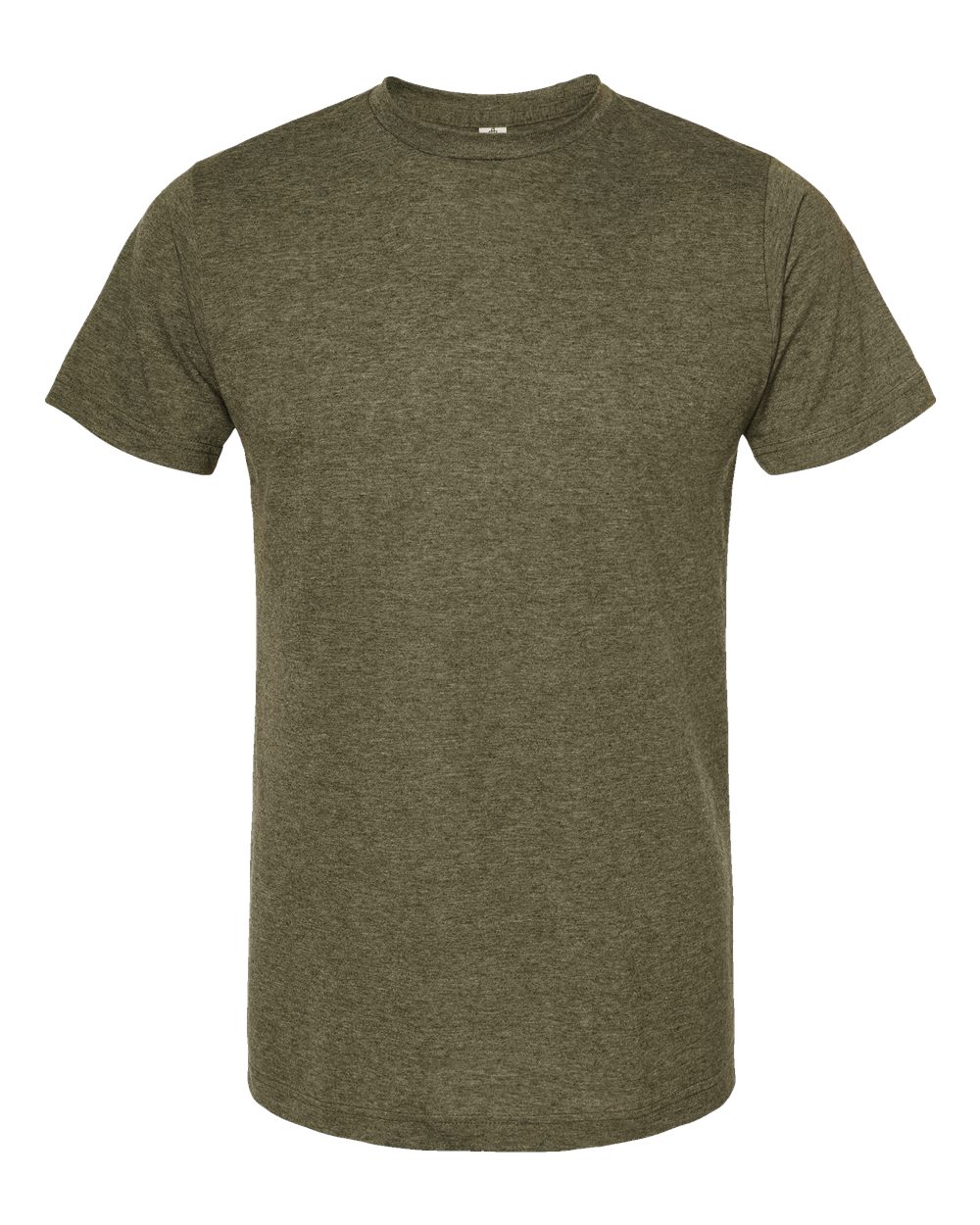 Front View of Heather Military Green Poly-Rich T-Shirt - 241
