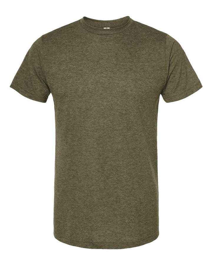 Front View of Heather Military Green Poly-Rich T-Shirt - 241