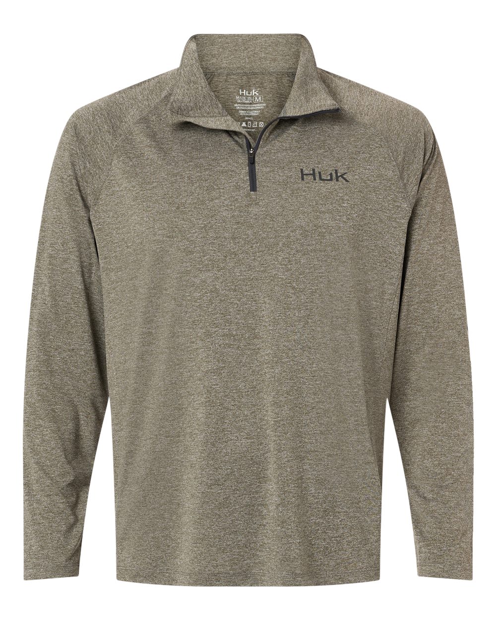 Front View of Heather Moss Men's Airweight Heather Quarter-Zip Pullover - H1200715