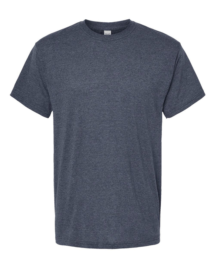 Front View of Heather Navy Gold Soft Touch T-Shirt - 4800