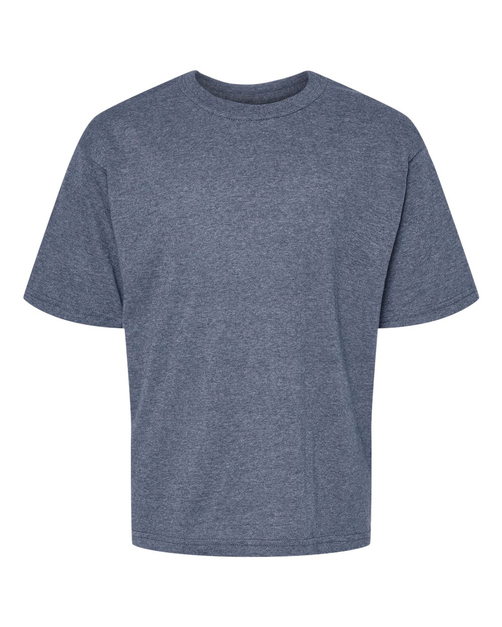 Front View of Heather Navy Youth Gold Soft Touch T-Shirt - 4850