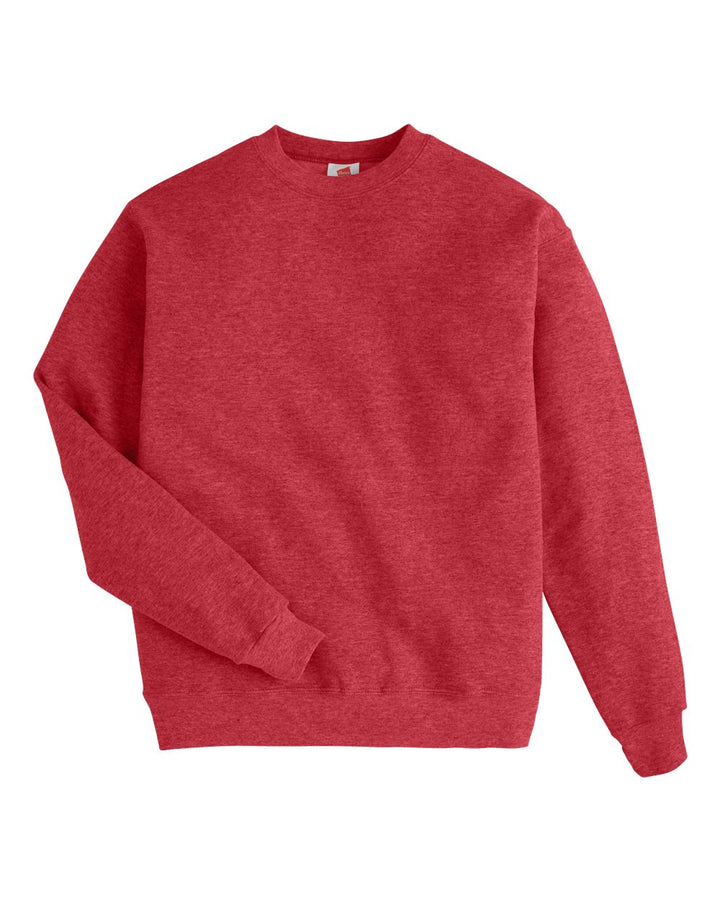 Front View of Heather Red Ecosmart® Crewneck Sweatshirt - P160