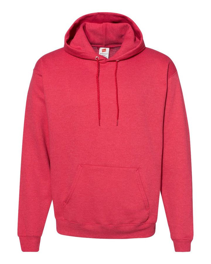 Front View of Heather Red Ecosmart® Hooded Sweatshirt - P170