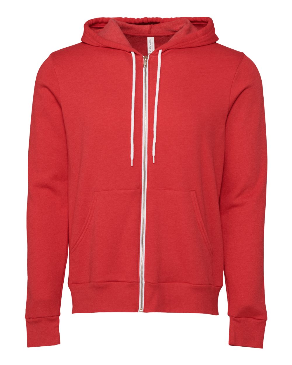 Front View of Heather Red Sponge Fleece Full-Zip Hoodie - 3739