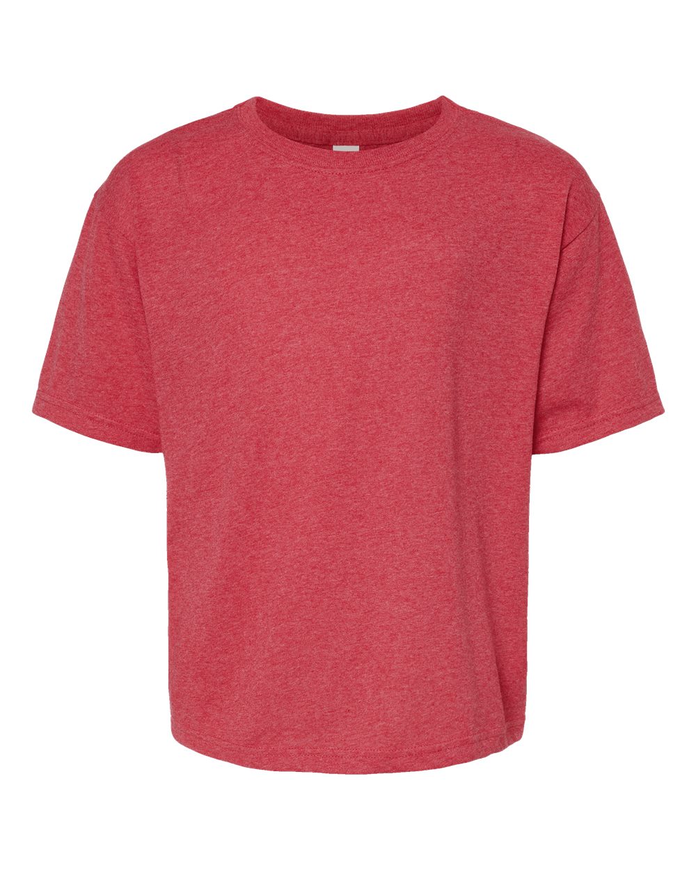 Front View of Heather Red Youth Gold Soft Touch T-Shirt - 4850
